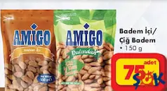 AMİGO BADEM İÇİ/ÇİĞ BADEM 150 G fiyat ve kampanya bilgisi